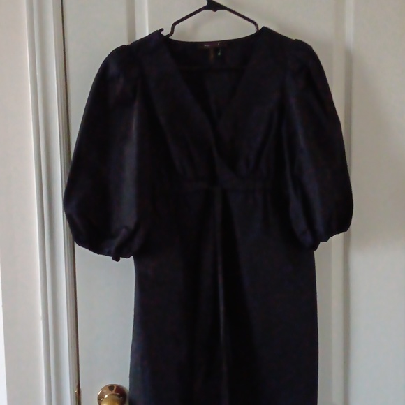 BCBG Navy blue Ballon sleeve, v neck dress - Picture 2 of 7